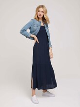 Gerafftes Midikleid mit Spaghettiträgern - Frauen - Sky Captain Blue Gerafftes Midikleid mit Spaghettiträgern - Frauen - Sky Captain Blue - 3 - TOM TAILOR