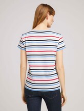 Print T-Shirt mit Bio-Baumwolle - Frauen - navy red multicolor stripe Print T-Shirt mit Bio-Baumwolle - Frauen - navy red multicolor stripe - 2 - TOM TAILOR