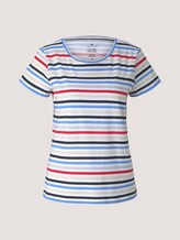 Print T-Shirt mit Bio-Baumwolle - Frauen - navy red multicolor stripe Print T-Shirt mit Bio-Baumwolle - Frauen - navy red multicolor stripe - 7 - TOM TAILOR