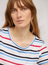 Print T-Shirt mit Bio-Baumwolle - Frauen - navy red multicolor stripe Print T-Shirt mit Bio-Baumwolle - Frauen - navy red multicolor stripe - 9 - TOM TAILOR