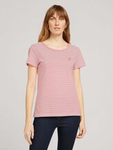 Print T-Shirt mit Bio-Baumwolle - Frauen - offwhite red stripe Print T-Shirt mit Bio-Baumwolle - Frauen - offwhite red stripe - 1 - TOM TAILOR