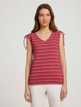 Gestreiftes Top mit Bio-Baumwolle - Frauen - red structure design Gestreiftes Top mit Bio-Baumwolle - Frauen - red structure design - 1 - TOM TAILOR