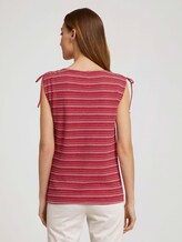 Gestreiftes Top mit Bio-Baumwolle - Frauen - red structure design Gestreiftes Top mit Bio-Baumwolle - Frauen - red structure design - 2 - TOM TAILOR