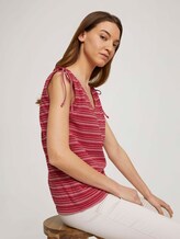 Gestreiftes Top mit Bio-Baumwolle - Frauen - red structure design Gestreiftes Top mit Bio-Baumwolle - Frauen - red structure design - 5 - TOM TAILOR