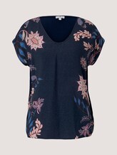 Gemustertes T-Shirt im Materialmix - Frauen - Sky Captain Blue Gemustertes T-Shirt im Materialmix - Frauen - Sky Captain Blue - 7 - TOM TAILOR