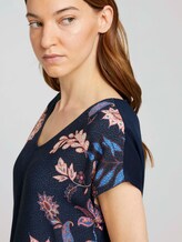 Gemustertes T-Shirt im Materialmix - Frauen - Sky Captain Blue Gemustertes T-Shirt im Materialmix - Frauen - Sky Captain Blue - 9 - TOM TAILOR