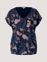 Gemustertes T-Shirt im Materialmix - Frauen - navy floral design Gemustertes T-Shirt im Materialmix - Frauen - navy floral design - 7 - TOM TAILOR