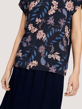 Gemustertes T-Shirt im Materialmix - Frauen - navy floral design Gemustertes T-Shirt im Materialmix - Frauen - navy floral design - 9 - TOM TAILOR
