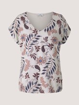 Gemustertes T-Shirt im Materialmix - Frauen - white floral design Gemustertes T-Shirt im Materialmix - Frauen - white floral design - 7 - TOM TAILOR