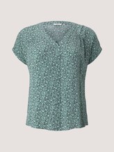 Patterned short-sleeved blouse with texture - Women - mint flowers and dots Patterned short-sleeved blouse with texture - Women - mint flowers and dots - 7 - My True Me