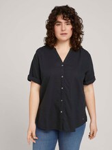 Henleybluse mit Leinen - Frauen - deep black Henleybluse mit Leinen - Frauen - deep black - 1 - My True Me