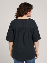 Henleybluse mit Leinen - Frauen - deep black Henleybluse mit Leinen - Frauen - deep black - 2 - My True Me