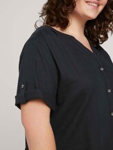 Henleybluse mit Leinen - Frauen - deep black Henleybluse mit Leinen - Frauen - deep black - 9 - My True Me