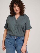 Curvy - Henleybluse mit Leinen - Frauen - washed jasper green Curvy - Henleybluse mit Leinen - Frauen - washed jasper green - 5 - My True Me