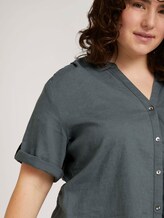 Curvy - Henleybluse mit Leinen - Frauen - washed jasper green Curvy - Henleybluse mit Leinen - Frauen - washed jasper green - 9 - My True Me