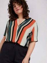 Curvy - Gestreifte Bluse mit schräger Leiste - Frauen - multicolor sahara stripe Curvy - Gestreifte Bluse mit schräger Leiste - Frauen - multicolor sahara stripe - 5 - My True Me