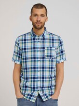 kariertes Kurzarmhemd - Männer - yellow blue structure check kariertes Kurzarmhemd - Männer - yellow blue structure check - 1 - TOM TAILOR