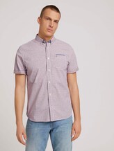 Geruit shirt met korte mouwen - Mannen - red off white check with print Geruit shirt met korte mouwen - Mannen - red off white check with print - 1 - TOM TAILOR