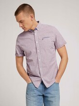 Geruit shirt met korte mouwen - Mannen - red off white check with print Geruit shirt met korte mouwen - Mannen - red off white check with print - 5 - TOM TAILOR