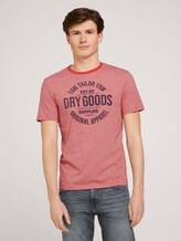Gestreiftes T-Shirt mit Print - Männer - powerful red yarn dye stripe Gestreiftes T-Shirt mit Print - Männer - powerful red yarn dye stripe - 1 - TOM TAILOR