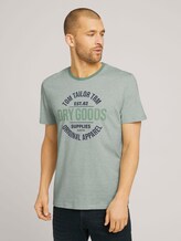 Gemustertes T-Shirt mit Print - Männer - pistachio white stripe Gemustertes T-Shirt mit Print - Männer - pistachio white stripe - 1 - TOM TAILOR