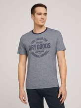 Gestreiftes T-Shirt mit Print - Männer - offwhite navy stripe Gestreiftes T-Shirt mit Print - Männer - offwhite navy stripe - 1 - TOM TAILOR