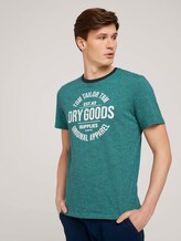 Gestreiftes T-Shirt mit Print - Männer - dark blue aqua fine stripe Gestreiftes T-Shirt mit Print - Männer - dark blue aqua fine stripe - 1 - TOM TAILOR
