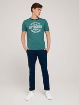Gestreiftes T-Shirt mit Print - Männer - dark blue aqua fine stripe Gestreiftes T-Shirt mit Print - Männer - dark blue aqua fine stripe - 3 - TOM TAILOR