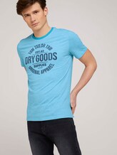 Gestreiftes T-Shirt mit Print - Männer - teal fine stripe Gestreiftes T-Shirt mit Print - Männer - teal fine stripe - 5 - TOM TAILOR
