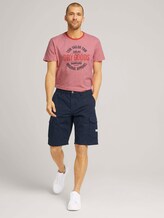 Gemustertes T-Shirt mit Print - Männer - plain red yarn dye stripe Gemustertes T-Shirt mit Print - Männer - plain red yarn dye stripe - 3 - TOM TAILOR