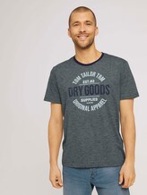 Gemustertes T-Shirt mit Print - Männer - blue mint yarn dye stripe Gemustertes T-Shirt mit Print - Männer - blue mint yarn dye stripe - 1 - TOM TAILOR