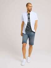 Gemustertes T-Shirt mit Print - Männer - blue mint yarn dye stripe Gemustertes T-Shirt mit Print - Männer - blue mint yarn dye stripe - 3 - TOM TAILOR