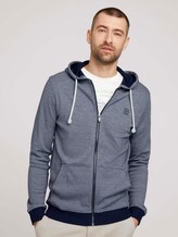 Sweatjacke mit Kapuze - Männer - offwhite navy stripe Sweatjacke mit Kapuze - Männer - offwhite navy stripe - 1 - TOM TAILOR