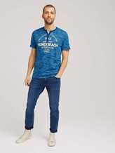 Serafino T-Shirt mit Print - Männer - aqua blue fine spacedye stripe Serafino T-Shirt mit Print - Männer - aqua blue fine spacedye stripe - 3 - TOM TAILOR