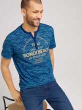 Serafino T-Shirt mit Print - Männer - aqua blue fine spacedye stripe Serafino T-Shirt mit Print - Männer - aqua blue fine spacedye stripe - 5 - TOM TAILOR
