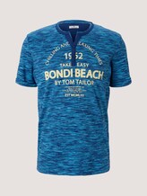 Serafino T-Shirt mit Print - Männer - aqua blue fine spacedye stripe Serafino T-Shirt mit Print - Männer - aqua blue fine spacedye stripe - 7 - TOM TAILOR