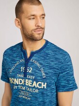 Serafino T-Shirt mit Print - Männer - aqua blue fine spacedye stripe Serafino T-Shirt mit Print - Männer - aqua blue fine spacedye stripe - 9 - TOM TAILOR