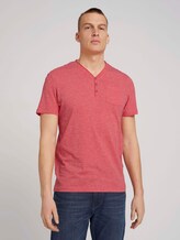 Henley T-Shirt in Melange Optik - Männer - plain red grindle melange Henley T-Shirt in Melange Optik - Männer - plain red grindle melange - 1 - TOM TAILOR