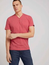 Henley T-Shirt in Melange Optik - Männer - plain red grindle melange Henley T-Shirt in Melange Optik - Männer - plain red grindle melange - 5 - TOM TAILOR
