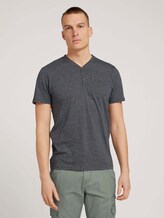 Henley T-Shirt in Melange Optik - Männer - dark grey grindle melange Henley T-Shirt in Melange Optik - Männer - dark grey grindle melange - 1 - TOM TAILOR