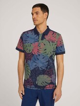 Poloshirt mit floralem Muster und mit Bio-Baumwolle - Männer - dark blue paint leaf design Poloshirt mit floralem Muster und mit Bio-Baumwolle - Männer - dark blue paint leaf design - 1 - TOM TAILOR