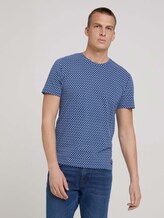 gemustertes T-Shirt mit Bio-Baumwolle - Männer - dark blue small leaf design gemustertes T-Shirt mit Bio-Baumwolle - Männer - dark blue small leaf design - 1 - TOM TAILOR