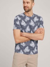 gemustertes T-Shirt mit Bio-Baumwolle - Männer - navy white leaf stripe design gemustertes T-Shirt mit Bio-Baumwolle - Männer - navy white leaf stripe design - 5 - TOM TAILOR