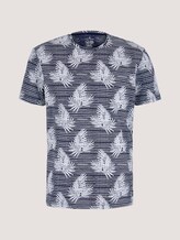 gemustertes T-Shirt mit Bio-Baumwolle - Männer - navy white leaf stripe design gemustertes T-Shirt mit Bio-Baumwolle - Männer - navy white leaf stripe design - 7 - TOM TAILOR