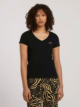 Geborduurd T-shirt met biologische katoen - Vrouwen - deep black Geborduurd T-shirt met biologische katoen - Vrouwen - deep black - 1 - TOM TAILOR Denim
