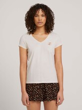 Besticktes T-Shirt mit Bio-Baumwolle - Frauen - soft creme beige Besticktes T-Shirt mit Bio-Baumwolle - Frauen - soft creme beige - 1 - TOM TAILOR Denim