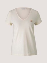 Besticktes T-Shirt mit Bio-Baumwolle - Frauen - soft creme beige Besticktes T-Shirt mit Bio-Baumwolle - Frauen - soft creme beige - 7 - TOM TAILOR Denim