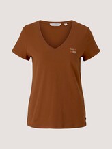 Besticktes T-Shirt mit Bio-Baumwolle - Frauen - amber brown Besticktes T-Shirt mit Bio-Baumwolle - Frauen - amber brown - 7 - TOM TAILOR Denim