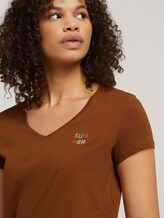 Besticktes T-Shirt mit Bio-Baumwolle - Frauen - amber brown Besticktes T-Shirt mit Bio-Baumwolle - Frauen - amber brown - 9 - TOM TAILOR Denim