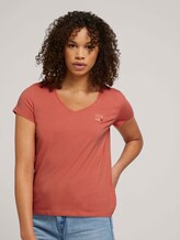 Besticktes T-Shirt mit Bio-Baumwolle - Frauen - sundown coral Besticktes T-Shirt mit Bio-Baumwolle - Frauen - sundown coral - 5 - TOM TAILOR Denim